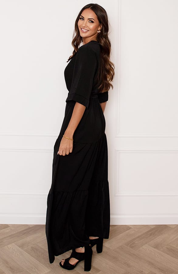 Silky A-Lijn Maxi Jurk Nova Zwart – shoparchief — foto 4