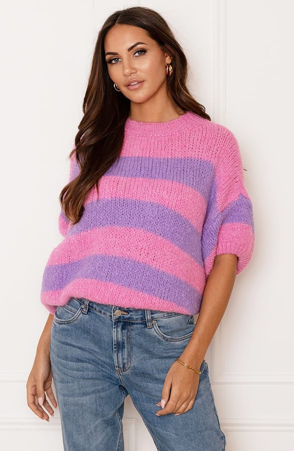Soft Knitted Gestreepte Top Ella Paars Roze – shoparchief — foto 2