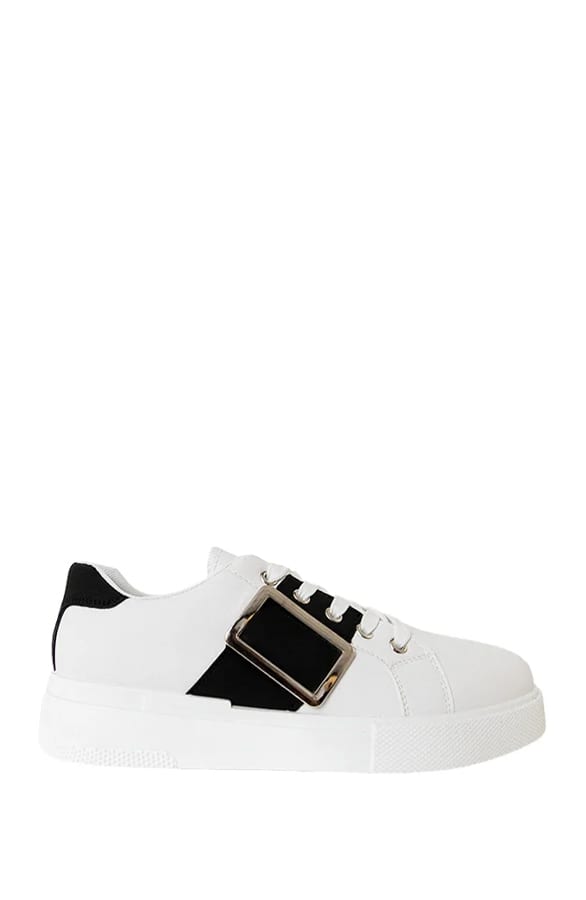 Strap Sneakers Maan Wit Zwart – shoparchief