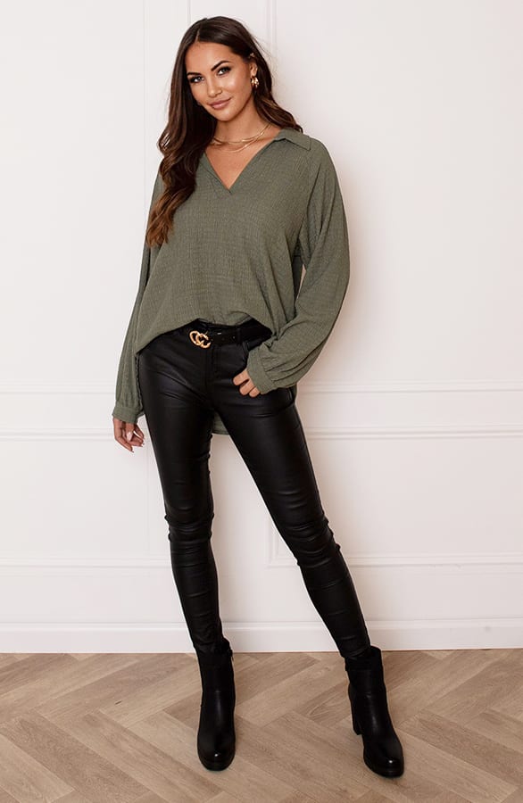 Texture Blouse Veerle Army – shoparchief — foto 8