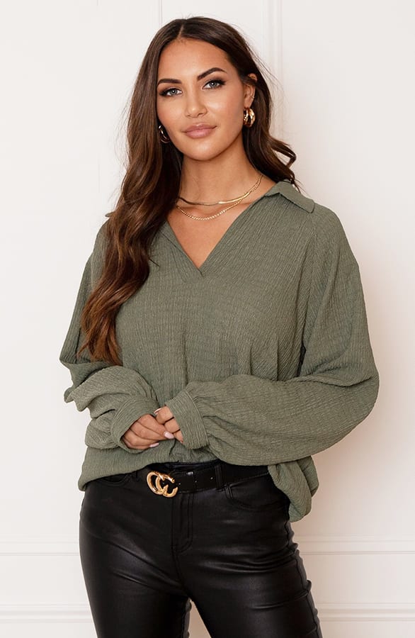 Texture Blouse Veerle Army – shoparchief — foto 3