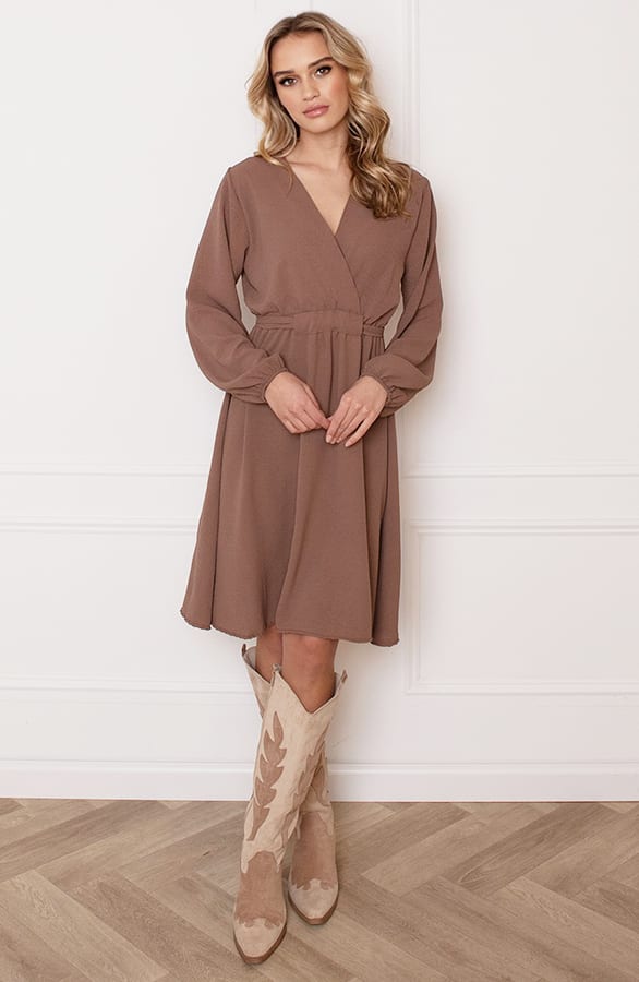 V-hals Jurk Kate Taupe – shoparchief — foto 6