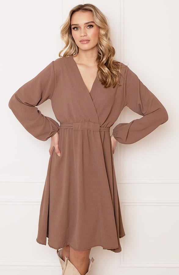 V-hals Jurk Kate Taupe – shoparchief — foto 2