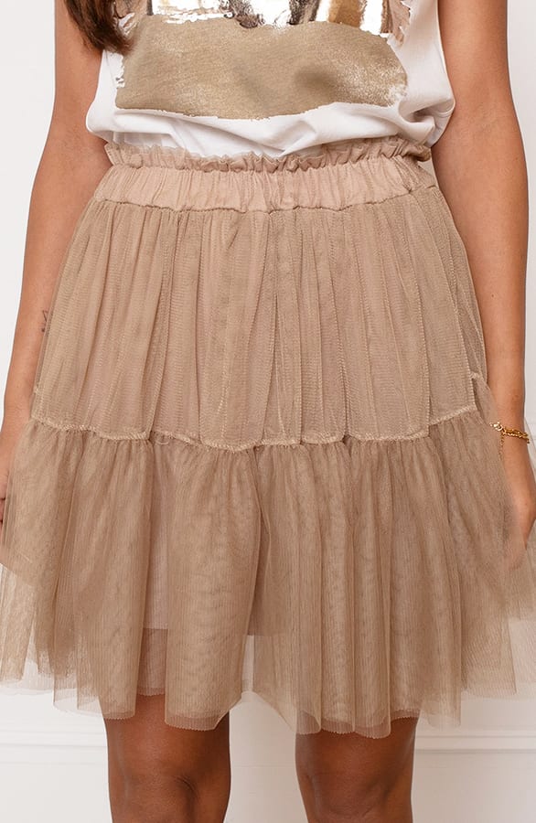 A-Lijn Tule Rok Fleur Taupe – shoparchief