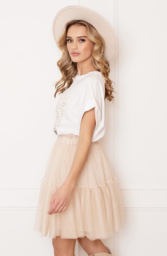 A-Lijn Tule Rok Fleur Beige – shoparchief — foto 4