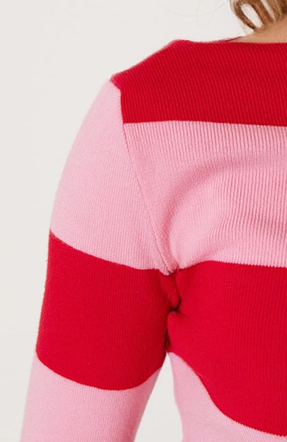 Flared Mouwen Gestreepte Top Blaire Roze Rood – shoparchief — foto 5