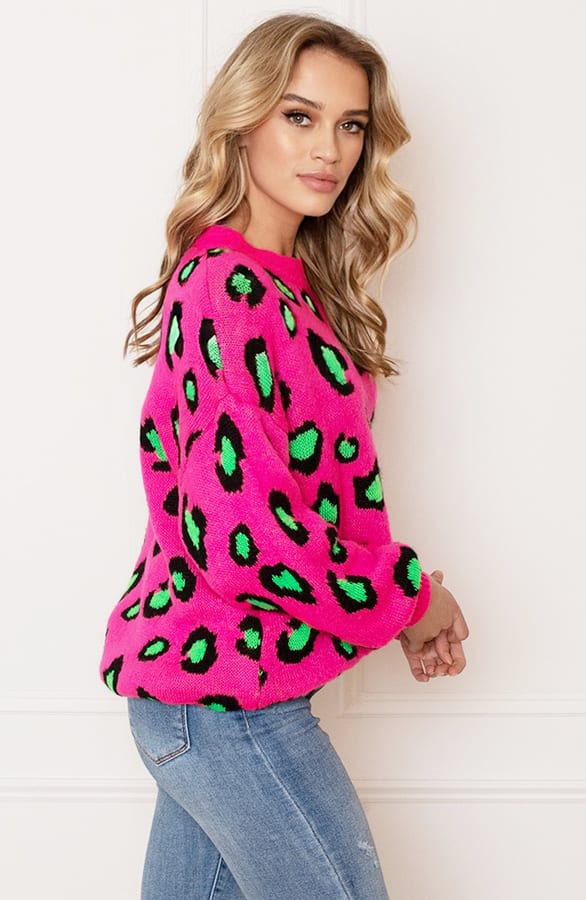 Gebreide Leopard Sweater Melany Fuchsia – shoparchief — foto 3