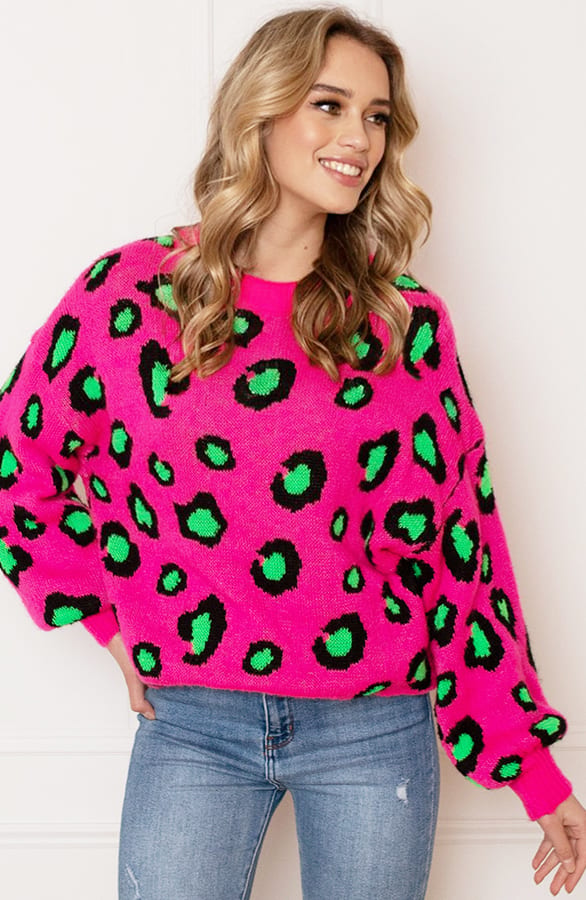 Gebreide Leopard Sweater Melany Fuchsia – shoparchief — foto 2