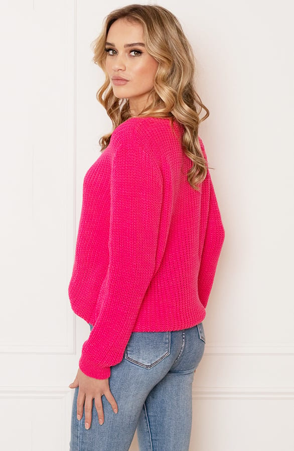 Gehaakte Trui V-hals Cato Fuchsia – shoparchief — foto 3