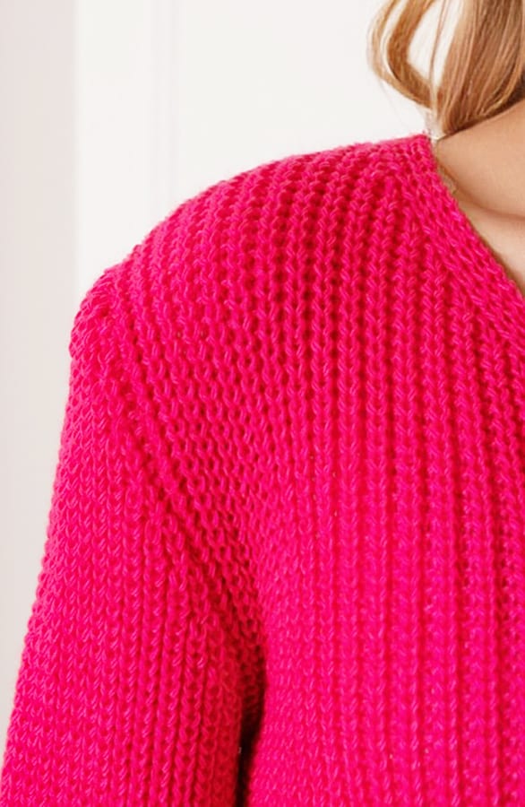 Gehaakte Trui V-hals Cato Fuchsia – shoparchief — foto 5