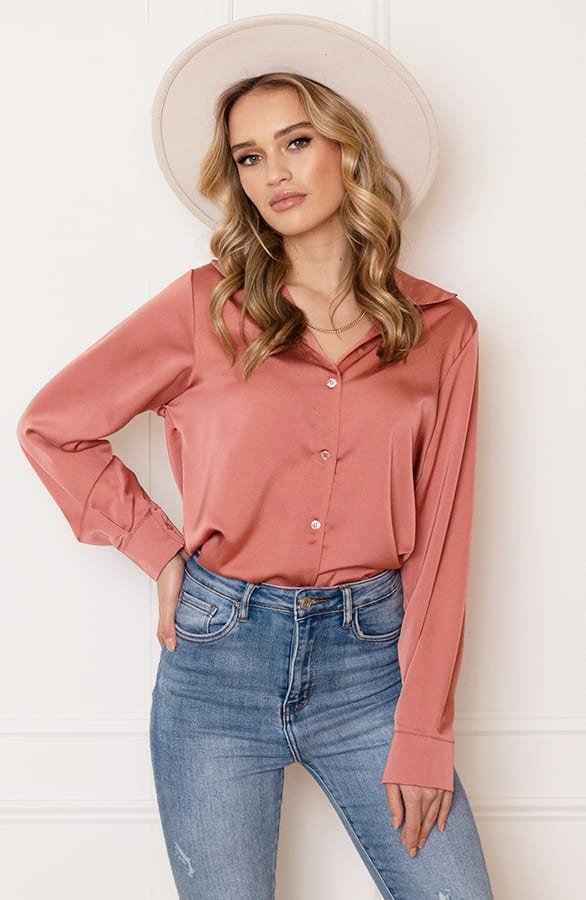 Glanzende Blouse Layla Dust Roze – shoparchief — foto 3
