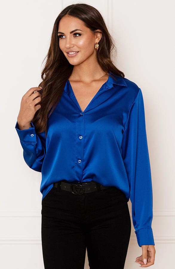 Glanzende Blouse Layla Kobalt – shoparchief — foto 2