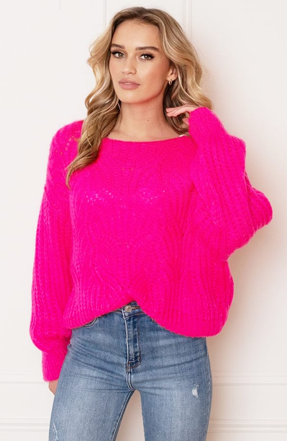 Grof Gebreide Trui Vanessa Neon Fuchsia – shoparchief — foto 2