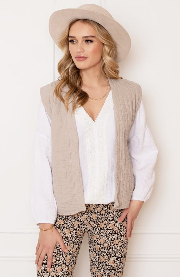 Katoenen Gilet Eefje Beige – shoparchief — foto 2