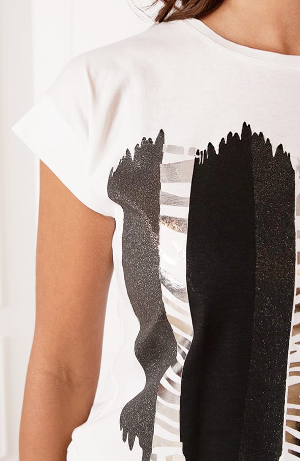 Metallic Print Top Kaia Zwart – shoparchief — foto 5