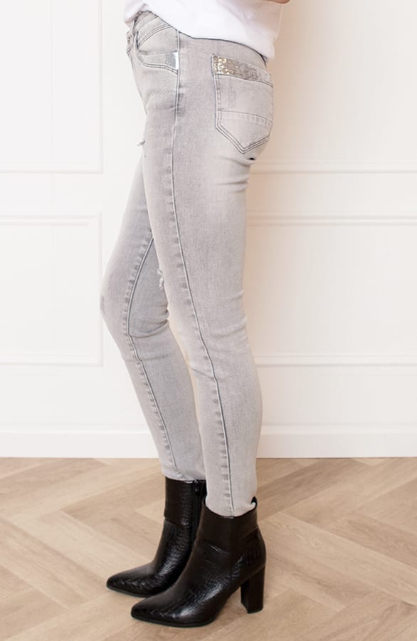 Pailletten Skinny Jeans Evie Grijs – shoparchief — foto 6