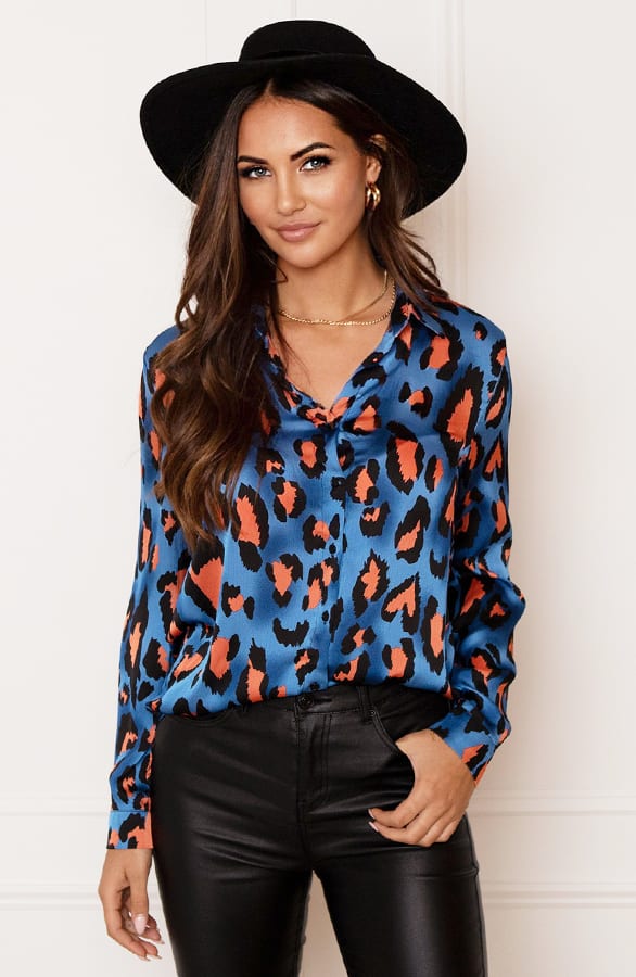 Panterprint Blouse Maeve Blauw Oranje – shoparchief