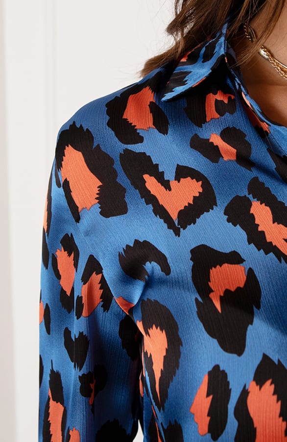 Panterprint Blouse Maeve Blauw Oranje – shoparchief — foto 4