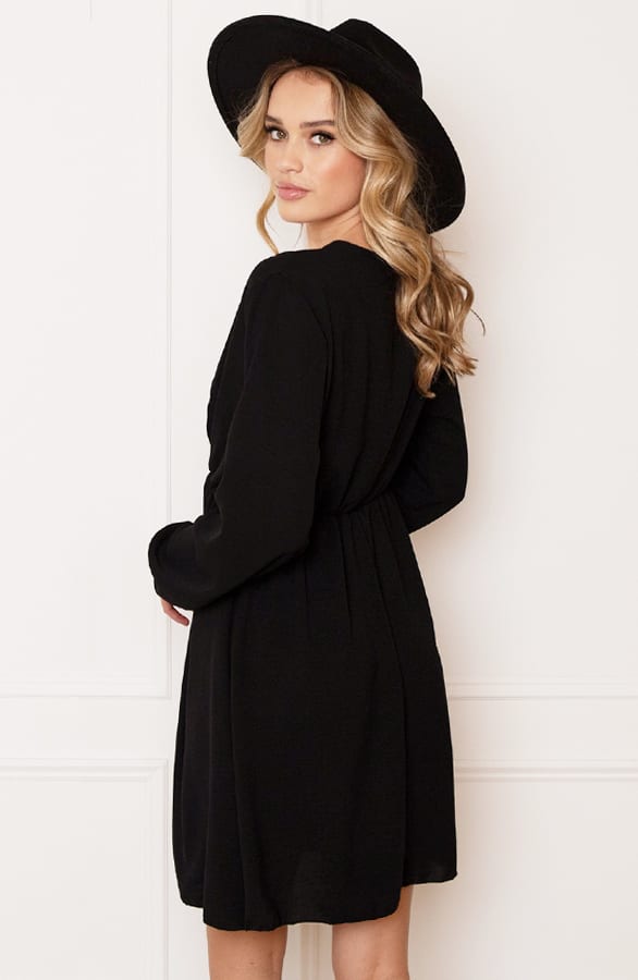 Plooien V-hals Jurk Tess Zwart – shoparchief — foto 5