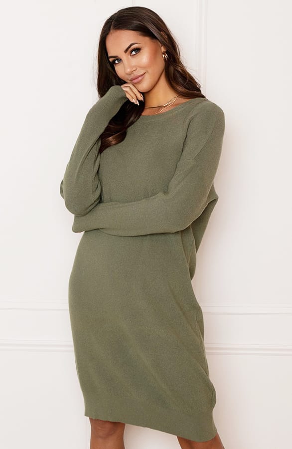 Ribstof Sweater Dress Mia Legergroen – shoparchief