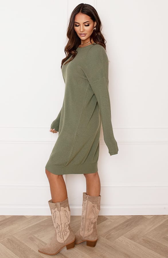 Ribstof Sweater Dress Mia Legergroen – shoparchief — foto 5