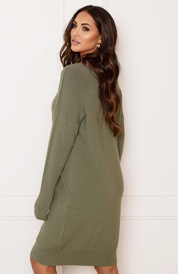 Ribstof Sweater Dress Mia Legergroen – shoparchief — foto 3