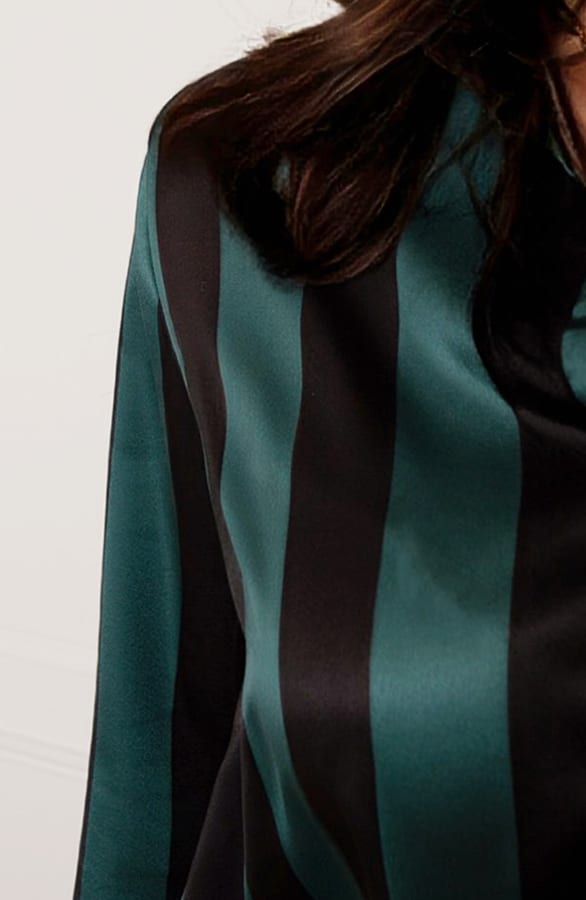 Silky Strepen Blouse Kirsty Zwart Smaragd – shoparchief — foto 4