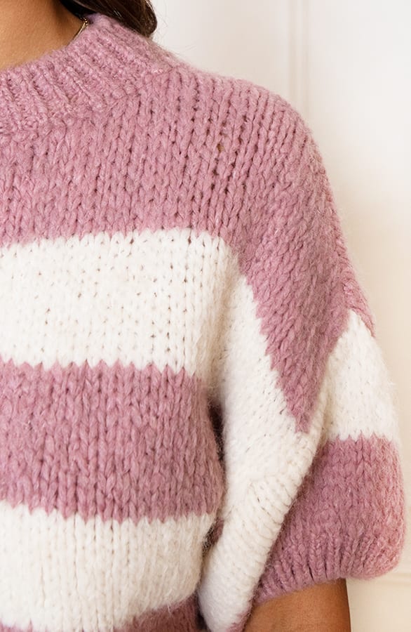 Soft Knitted Gestreepte Top Ella Dust Roze – shoparchief — foto 7