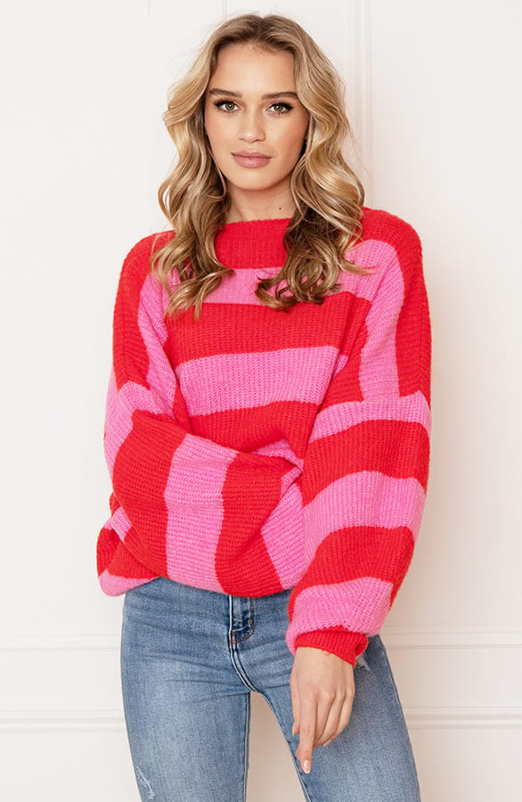 Strepen Trui Kimmy Roze Rood – shoparchief — foto 2