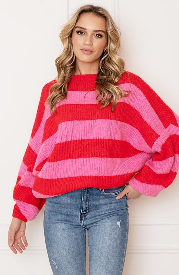 Strepen Trui Kimmy Roze Rood – shoparchief