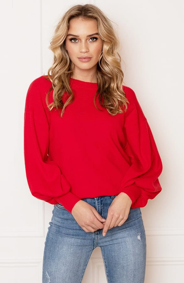Sweater Met Pofmouw Lena Rood – shoparchief