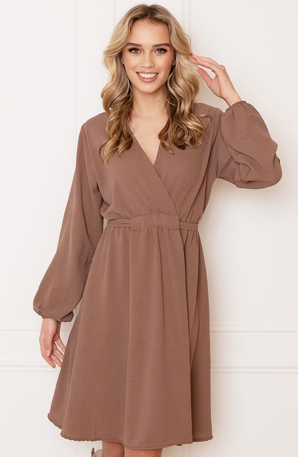 V-hals Jurk Kate Taupe – shoparchief