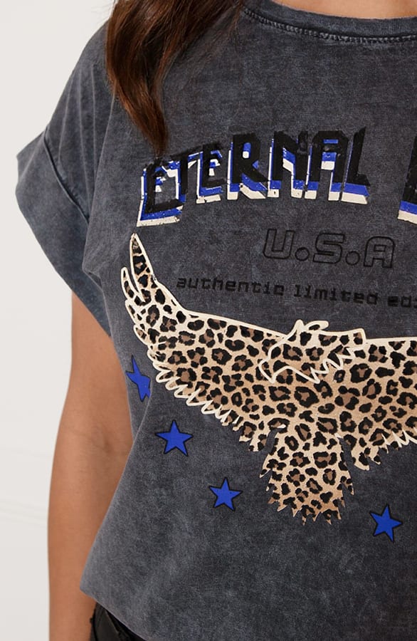 Washed T-shirt USA Romy Kobalt – shoparchief — foto 4