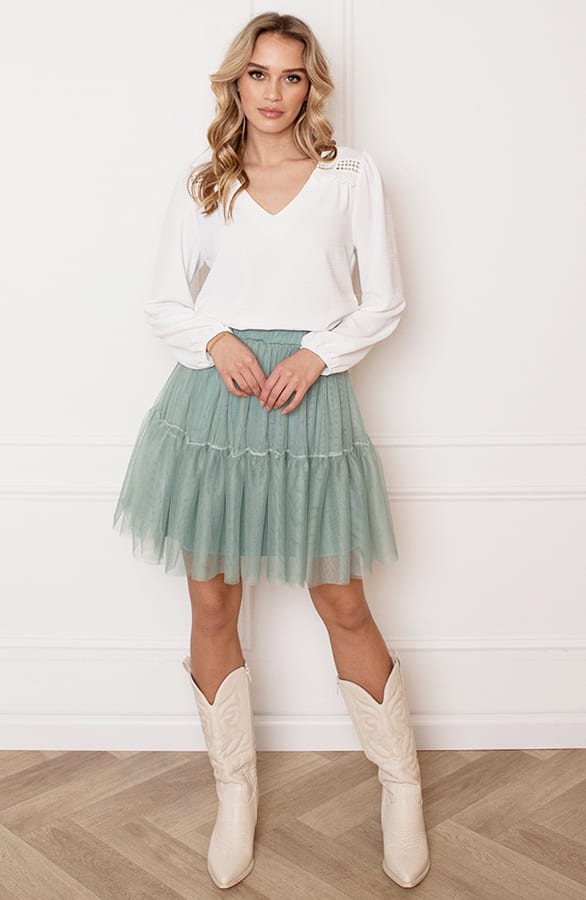 A-Lijn Tule Rok Fleur Mint – shoparchief — foto 7