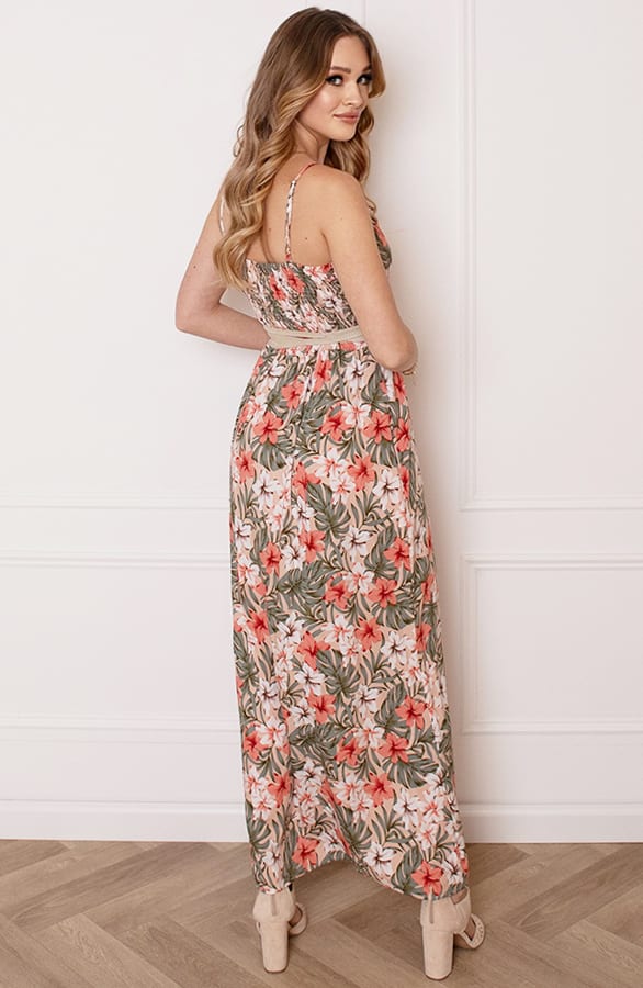 Bloemen Spaghetti Jurk Jacky Sand Koraal – shoparchief — foto 4