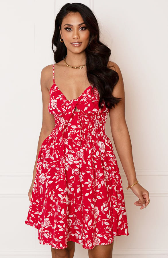 Bloemenprint Strik Jurk Isabel Rood – shoparchief — foto 2