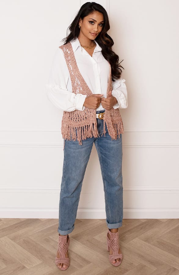 Boho Gilet Merle Lurex Rose Goud – shoparchief — foto 5