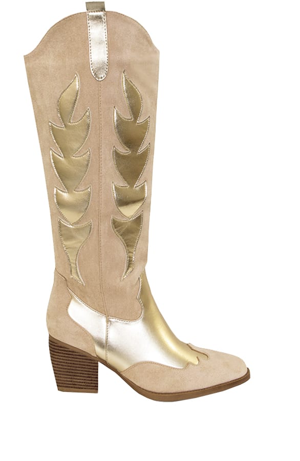 Flames CowboyLaarzen Mila Goud Beige – shoparchief