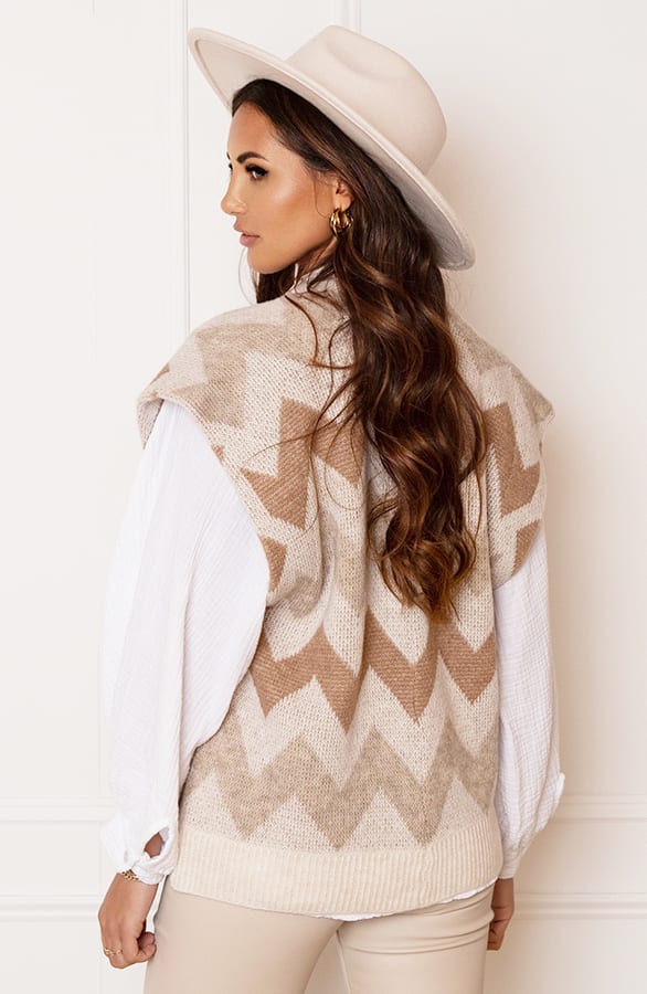 Gebreide Print Gilet Angelina Beige – shoparchief — foto 5