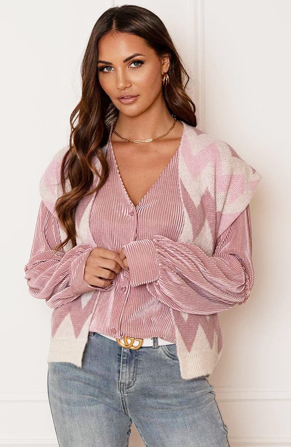 Gebreide Print Gilet Angelina Dust Roze – shoparchief — foto 2