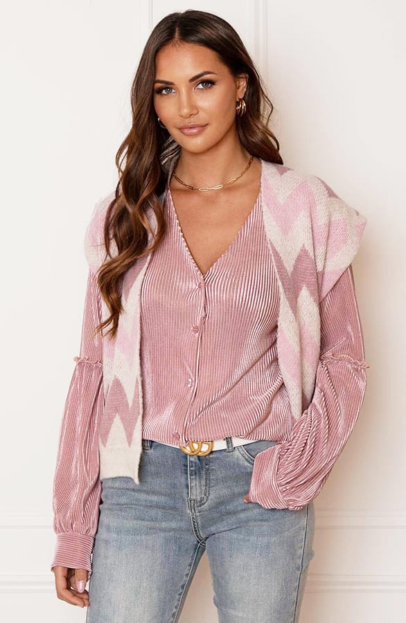 Gebreide Print Gilet Angelina Dust Roze – shoparchief — foto 4