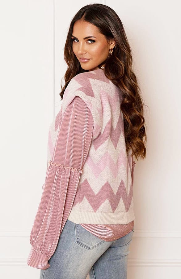 Gebreide Print Gilet Angelina Dust Roze – shoparchief — foto 6