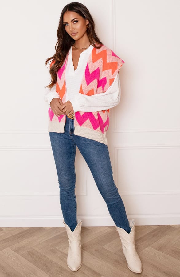 Gebreide Print Gilet Angelina Neon Pink – shoparchief — foto 7
