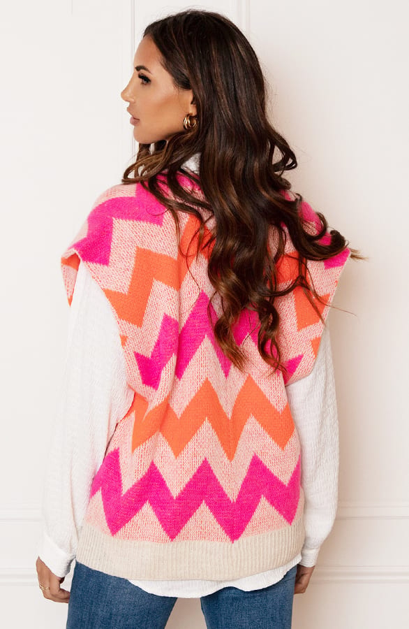 Gebreide Print Gilet Angelina Neon Pink – shoparchief — foto 5