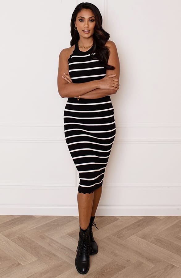 Gestreepte Midi Dress Eline Zwart – shoparchief — foto 2
