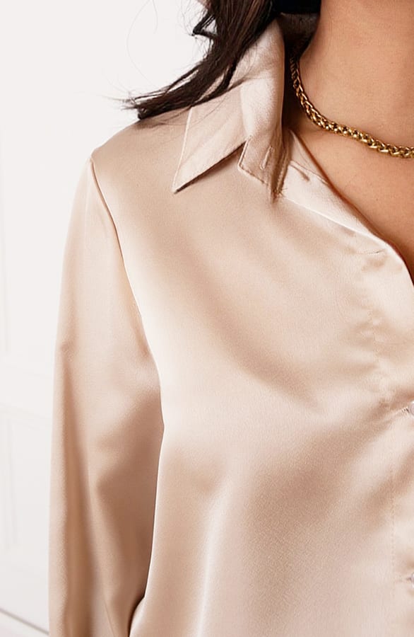Glanzende Blouse Layla Beige – shoparchief — foto 5
