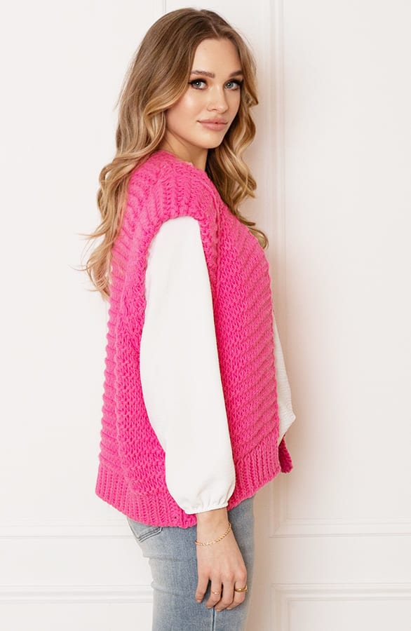 Grof Gebreid Gilet Kiek Neon Fuchsia – shoparchief — foto 5