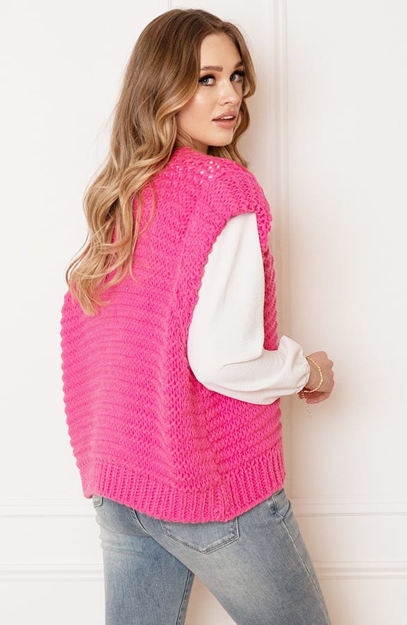 Grof Gebreid Gilet Kiek Neon Fuchsia – shoparchief — foto 6