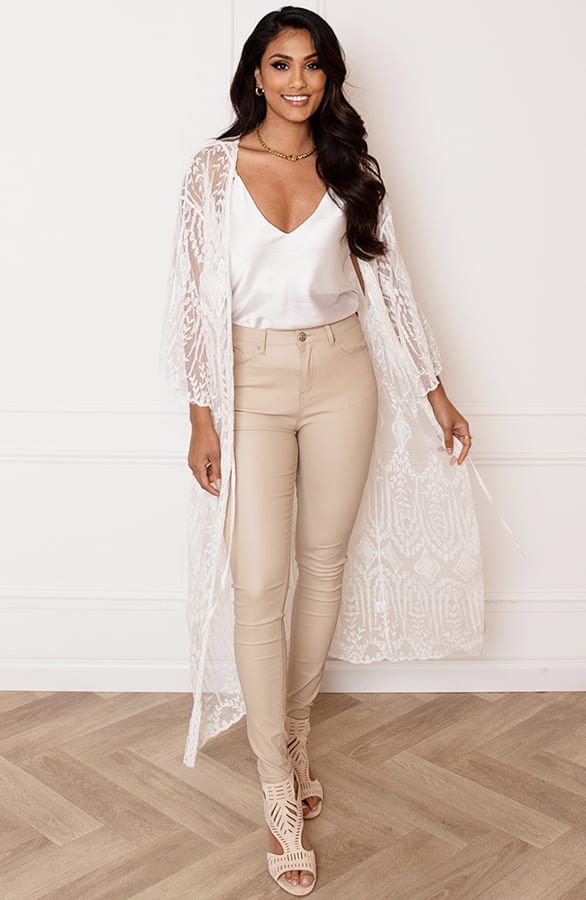 Ibiza Kimono Leaves Vajen Ecru – shoparchief