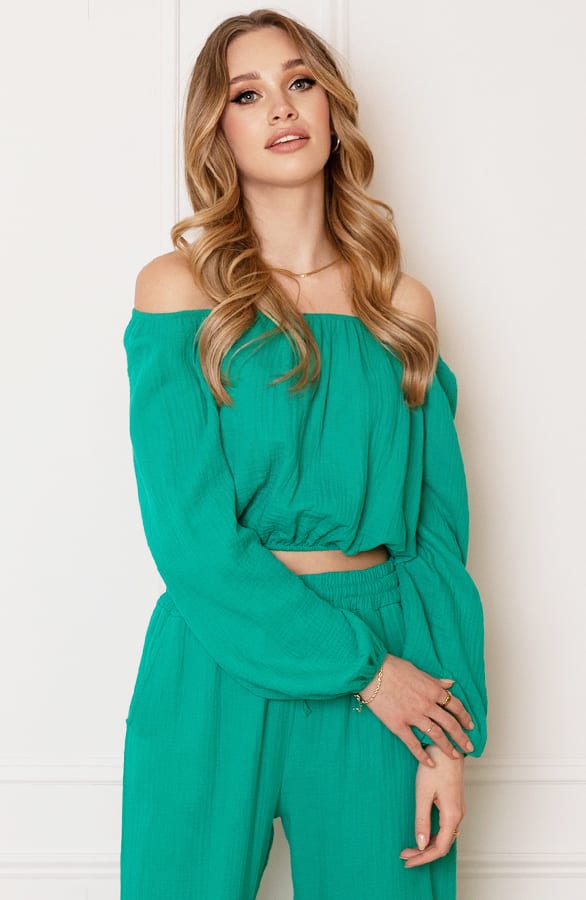 Katoenen Off Shoulder Top Stella Green – shoparchief — foto 2